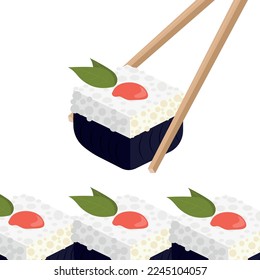 Vector chopsticks sushi roll. Japanese cuisine cuisine dishes. vector
