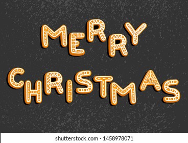 vector chrictmas card with cookies, hand drawn illustration, isolated design elements
