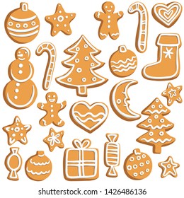 vector chrictmas cookies, hand drawn illustration, isolated design elements