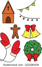 vector chrismas illustration full color for holiday decoration design