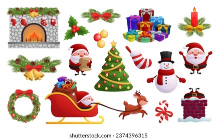 Vector chrismas set isolated on white background