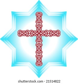 Diseño de cruz cristiana vectorial 3D Fondo abstracto metálico