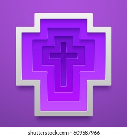Vector Christian Cross icon shape. Religion decorative template. Concept design for cards, posters, flyers, stickers.