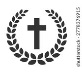Vector Christian Cross With Laurel Wreath