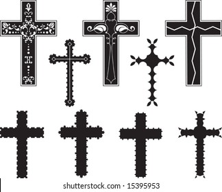 Religion Cross Icon Set Isolated On Stock Vector (Royalty Free ...