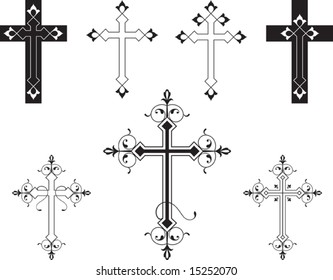 Vector Christian Crosses (it can be used in Tattoo, Mehandi, Printing, Vinyl Cutting)