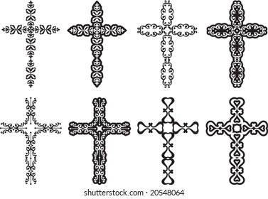 Vector Christian Crosses (it can be used in Tattoo, Mehandi, Printing, Vinyl Cutting)