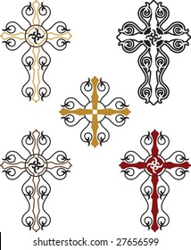 Vector Christian Crosses Ornamental