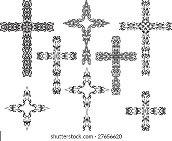 Vector Christian Crosses Ornamental