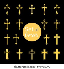 Vector christian crosses signs in golden color