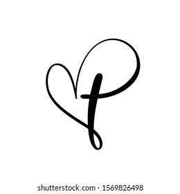 Vector Christian logo Heart with Cross on a White Background. Hand Drawn Calligraphic symbol. Minimalistic religion icon