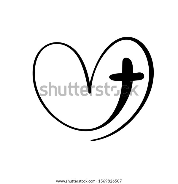 Vector Christian Logo Heart Cross On Stock Vector (Royalty Free ...