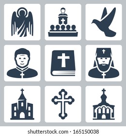 Vector Christian religion icons set