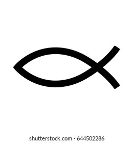 Vector Christian symbol - fish icon isolated on white background.
The fish symbol is a pictorial representation of the Greek word Ichthys.