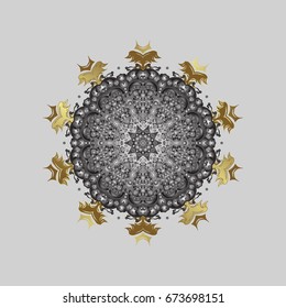 Vector christmas abstract black background with falling golden snowflakes. Snowflakes pattern in colors.