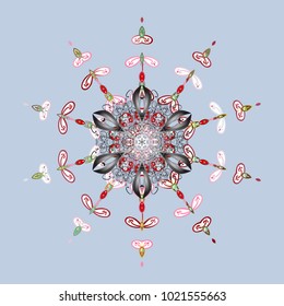 Vector christmas abstract colorful background with cute snowflake. Winter abstract background. Christmas background with snowflakes. Vector illustration.