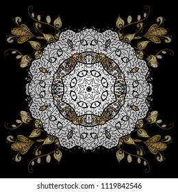 Vector christmas abstract colorful background with cute snowflake. Different snowflake collection vector, winter elements on a black, white and gray colors.
