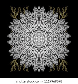 Vector christmas abstract colorful background with cute snowflake. Different snowflake collection vector, winter elements on a black, white and gray colors.