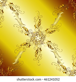 Vector christmas abstract colorful background with cute snowflake. Different snowflake collection vector, winter elements on a golden colors.