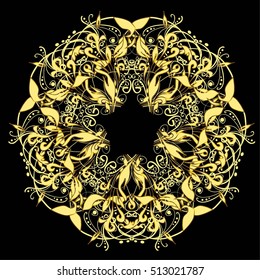 Vector christmas abstract colorful background with cute snowflake. Different snowflake collection vector, winter elements on a golden colors.