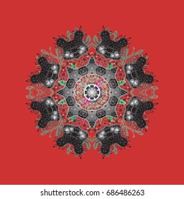 Vector christmas abstract colorful background with cute snowflake. Different snowflake collection vector, winter elements on a colored background.
