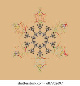 Vector christmas abstract colorful background with cute snowflake. Pattern of snowflakes. Christmas Snowflakes Background. Vector illustration. Cute Pattern.