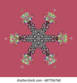 Vector christmas abstract colorful background with cute snowflake. Christmas background with snowflakes. Vector illustration. Winter abstract background.
