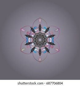 Vector christmas abstract colorful background with cute snowflake. Vector illustration. A colored background with snowflakes.