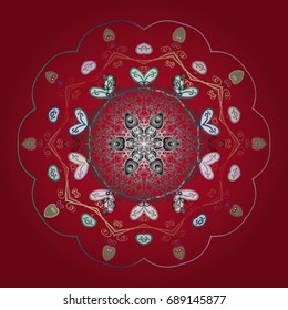 Vector christmas abstract colorful background with falling snowflake. Christmas vector pattern with holidays decorations.