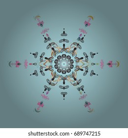 Vector christmas abstract colorful background with cute snowflake. Vector illustration. A colorful background with snowflakes.
