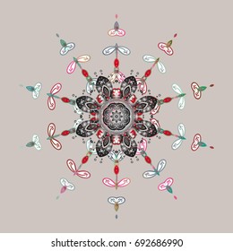 Vector christmas abstract colorful background with cute snowflake. Winter abstract background. Vector illustration.