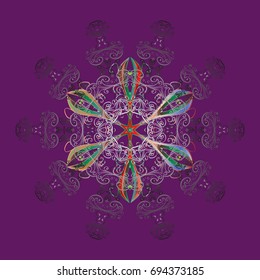 Vector christmas abstract colorful background with cute snowflake. Different snowflake collection vector, winter elements on a colorful background.