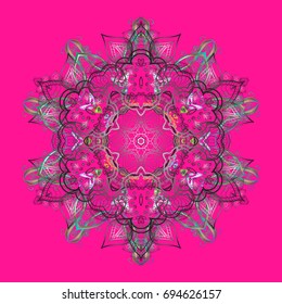 Vector christmas abstract colorful background with falling snowflake. Vector illustration. 