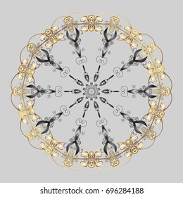 Vector christmas abstract colorful background with cute snowflake. Vector illustration. A gray background with snowflakes.