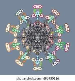 Vector christmas abstract colorful background with cute snowflake. Christmas Snowflakes Background. Pattern of snowflakes. Cute Pattern. Vector illustration.