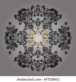 Vector christmas abstract colorful background with cute snowflake. Different snowflake collection vector, winter elements on a gray background.
