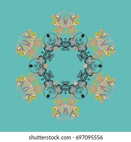 Vector christmas abstract colorful background with cute snowflake. Different snowflake collection vector, winter elements on a colorful background.