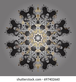 Vector christmas abstract colorful background with cute snowflake. Different snowflake collection vector, winter elements on a gray background.