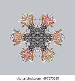 Vector christmas abstract colorful background with falling snowflake. Snowflakes Vector illustration. Decoration winter snow icons.