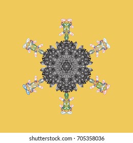 Vector christmas abstract colorful background with cute snowflake. Different snowflake collection vector, winter elements on a colored background.