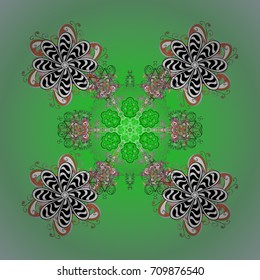 Vector christmas abstract colorful background with cute snowflake. Different snowflake collection vector, winter elements on a brown, gray and green colors.