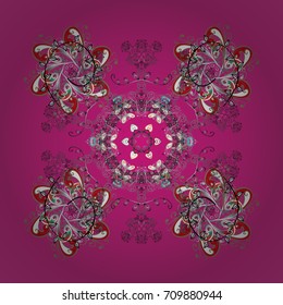 Vector christmas abstract colorful background with cute snowflake. Vector illustration. A brown, purple and red colors with snowflakes.