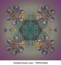 Vector christmas abstract colorful background with cute snowflake. Different snowflake collection vector, winter elements on a colored background.