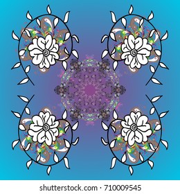 Vector christmas abstract colorful background with cute snowflake. Different snowflake collection vector, winter elements on a colored background.