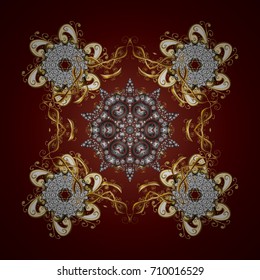 Vector christmas abstract colorful background with cute snowflake. Different snowflake collection vector, winter elements on a red background.