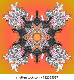 Vector christmas abstract colorful background with cute snowflake. Vector illustration. A colored background with snowflakes.