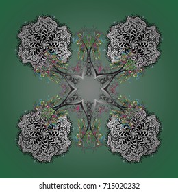 Vector christmas abstract colorful background with cute snowflake. Different snowflake collection vector, winter elements on a colorful background.