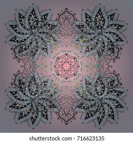 Vector christmas abstract colorful background with falling snowflake. Christmas vector pattern with holidays decorations.