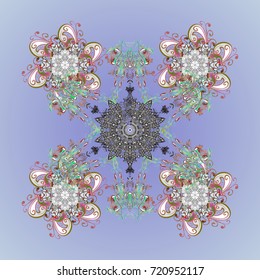 Vector christmas abstract colorful background with falling snowflake. Christmas vector pattern with holidays decorations.