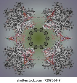 Vector christmas abstract colorful background with cute snowflake. Different snowflake collection vector, winter elements on a background.